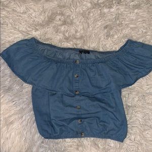 Jean tube top with buttons